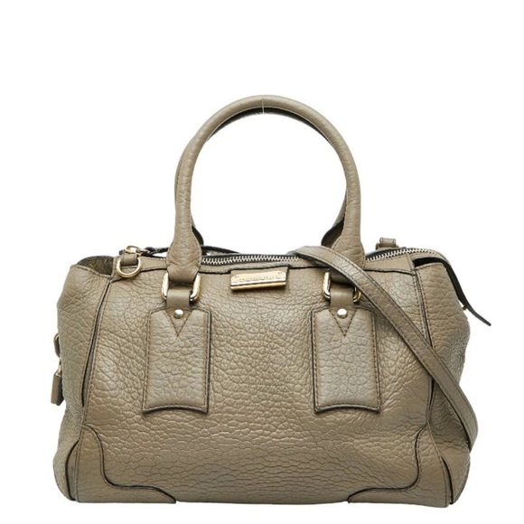 Burberry Handbags - Burberry Pebbled Leather Satchel in Taupe